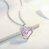 Love Heart Pendant Necklace 18k White Gold Plated 5A Cubic Zirconia Engraved I Love You Heart Jewelry Gift for Women Wife Girl
