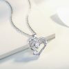 Love Heart Pendant Necklace 18k White Gold Plated 5A Cubic Zirconia Engraved I Love You Heart Jewelry Gift for Women Wife Girl