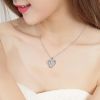 Love Heart Pendant Necklace 18k White Gold Plated 5A Cubic Zirconia Engraved I Love You Heart Jewelry Gift for Women Wife Girl