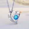 Emma Manor Heart Necklace 14K White Gold Plated Round Cut Cubic Zirconia Forever Lover Heart Pendant Necklace for Women Girls