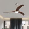 52" Ceiling Fan, Indoor Outdoor Ceiling Fan With Light with Remote Control, Noiseless Reversible Motor, 6 Speed ,3 Color , for Patio Living Room, Bedr