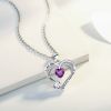 Love Heart Pendant Necklace 18k White Gold Plated 5A Cubic Zirconia Engraved I Love You Heart Jewelry Gift for Women Wife Girl