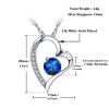 Emma Manor Heart Necklace 14K White Gold Plated Round Cut Cubic Zirconia Forever Lover Heart Pendant Necklace for Women Girls