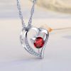 Emma Manor Heart Necklace 14K White Gold Plated Round Cut Cubic Zirconia Forever Lover Heart Pendant Necklace for Women Girls