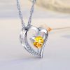 Emma Manor Heart Necklace 14K White Gold Plated Round Cut Cubic Zirconia Forever Lover Heart Pendant Necklace for Women Girls