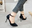 Summer new stiletto heels fashion light pointy one-line women's sandal bun head sandal