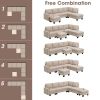 104.3*78.7" Modern L-shaped Sectional Sofa,7-seat Linen Fabric Couch Set with Chaise Lounge and Convertible Ottoman for Living Room,Apartment,Office,3