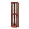 Corner Curio Cabinet with Lights, Adjustable Tempered Glass Shelves, Mirrored Back, Display Cabinet(E26 light bulb not included)