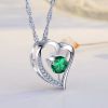 Emma Manor Heart Necklace 14K White Gold Plated Round Cut Cubic Zirconia Forever Lover Heart Pendant Necklace for Women Girls