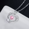 Love Heart Pendant Necklace 18k White Gold Plated 5A Cubic Zirconia Engraved I Love You Heart Jewelry Gift for Women Wife Girl