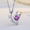 Emma Manor Heart Necklace 14K White Gold Plated Round Cut Cubic Zirconia Forever Lover Heart Pendant Necklace for Women Girls