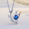 Emma Manor Heart Necklace 14K White Gold Plated Round Cut Cubic Zirconia Forever Lover Heart Pendant Necklace for Women Girls