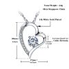 Emma Manor Heart Necklace 14K White Gold Plated Round Cut Cubic Zirconia Forever Lover Heart Pendant Necklace for Women Girls