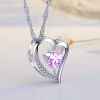 Emma Manor Heart Necklace 14K White Gold Plated Round Cut Cubic Zirconia Forever Lover Heart Pendant Necklace for Women Girls