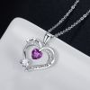 Love Heart Pendant Necklace 18k White Gold Plated 5A Cubic Zirconia Engraved I Love You Heart Jewelry Gift for Women Wife Girl