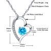 Emma Manor Heart Necklace 14K White Gold Plated Round Cut Cubic Zirconia Forever Lover Heart Pendant Necklace for Women Girls