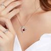 Emma Manor Heart Necklace 14K White Gold Plated Round Cut Cubic Zirconia Forever Lover Heart Pendant Necklace for Women Girls