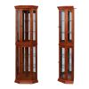 Corner Curio Cabinet with Lights, Adjustable Tempered Glass Shelves, Mirrored Back, Display Cabinet(E26 light bulb not included)